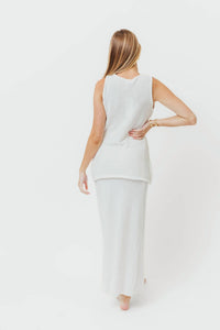 Lalavon - Button Down Sweater And Maxi Skirt Set