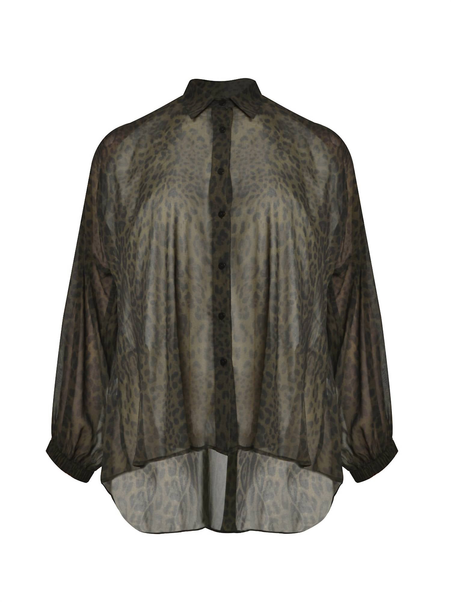 Mat Fashion - Sheer Leopard Button Up Shirt