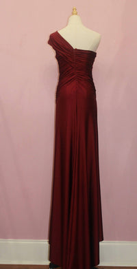 TANTRA Women's One Shoulder Evening Gown in burgundy - women's dress - detail view