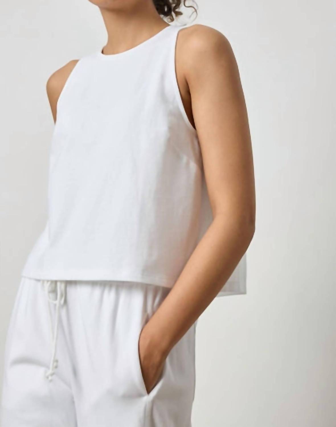 Lilla P Mixed Media Tank Top in white - women's tank top