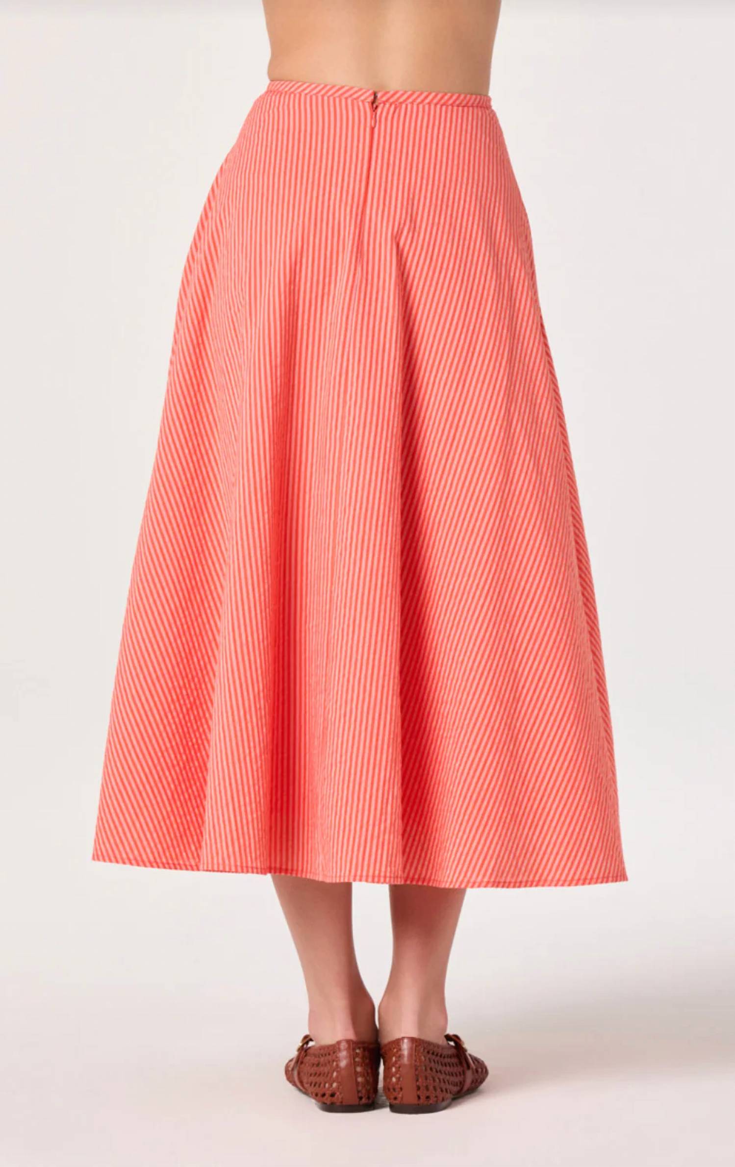 Astr - Myria Print Linen A-line Midi Skirt