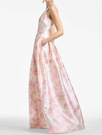 SACHIN & BABI Sleeveless Plunge Neck Floral Gown in blush - women's dress - alternate view