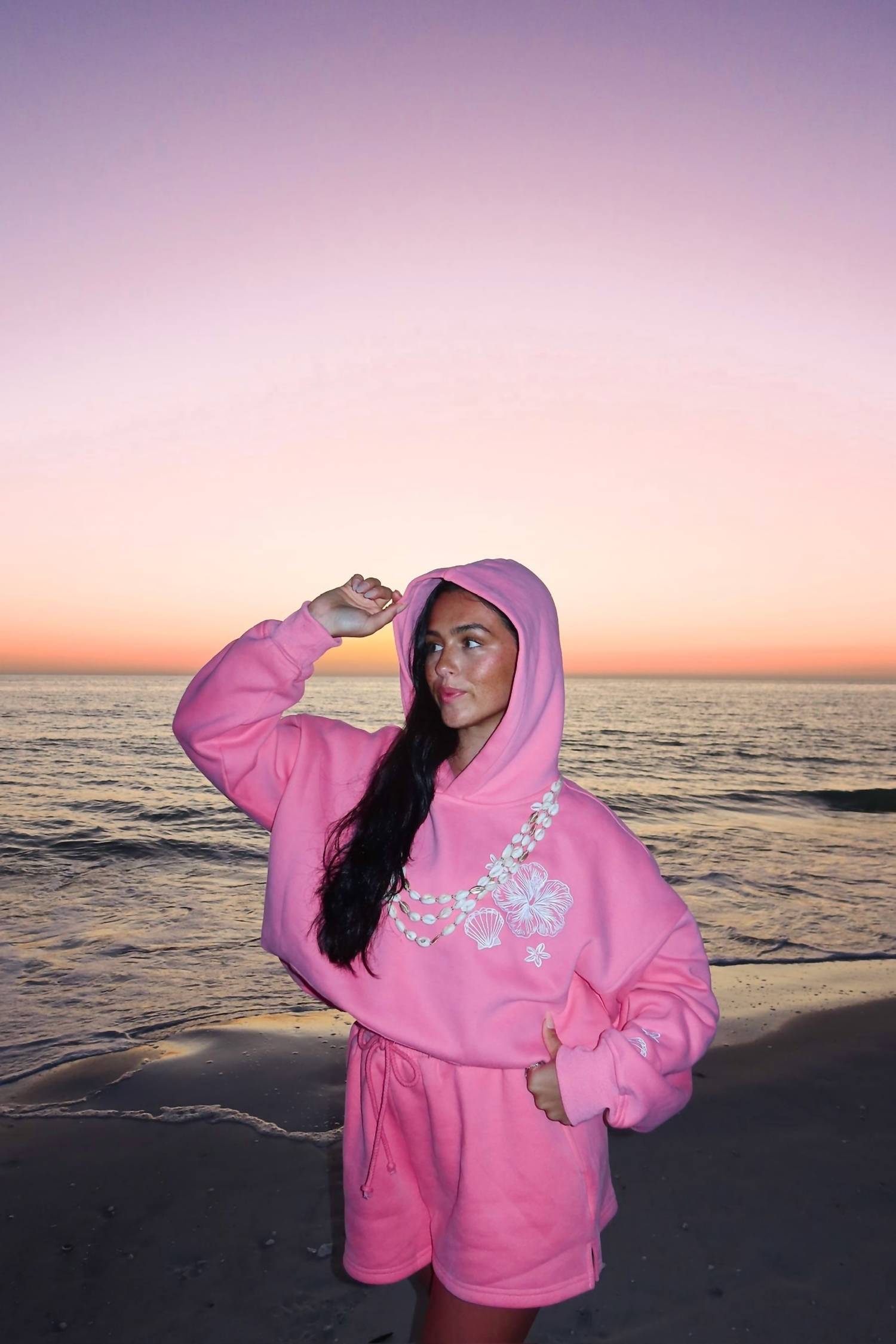 Sunkissed Coconut - Tropical Embroider Hoodie