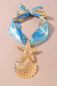 Merveille - Women's Starfish Shell Silk Scarf Necklace
