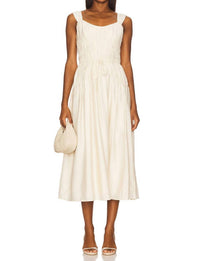 Paige Arpeggio Midi Dress in oyster white - women's dress