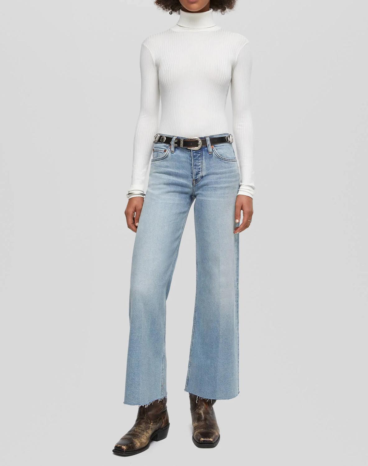 Re/Done - Mid Rise Wide Leg Crop Jeans
