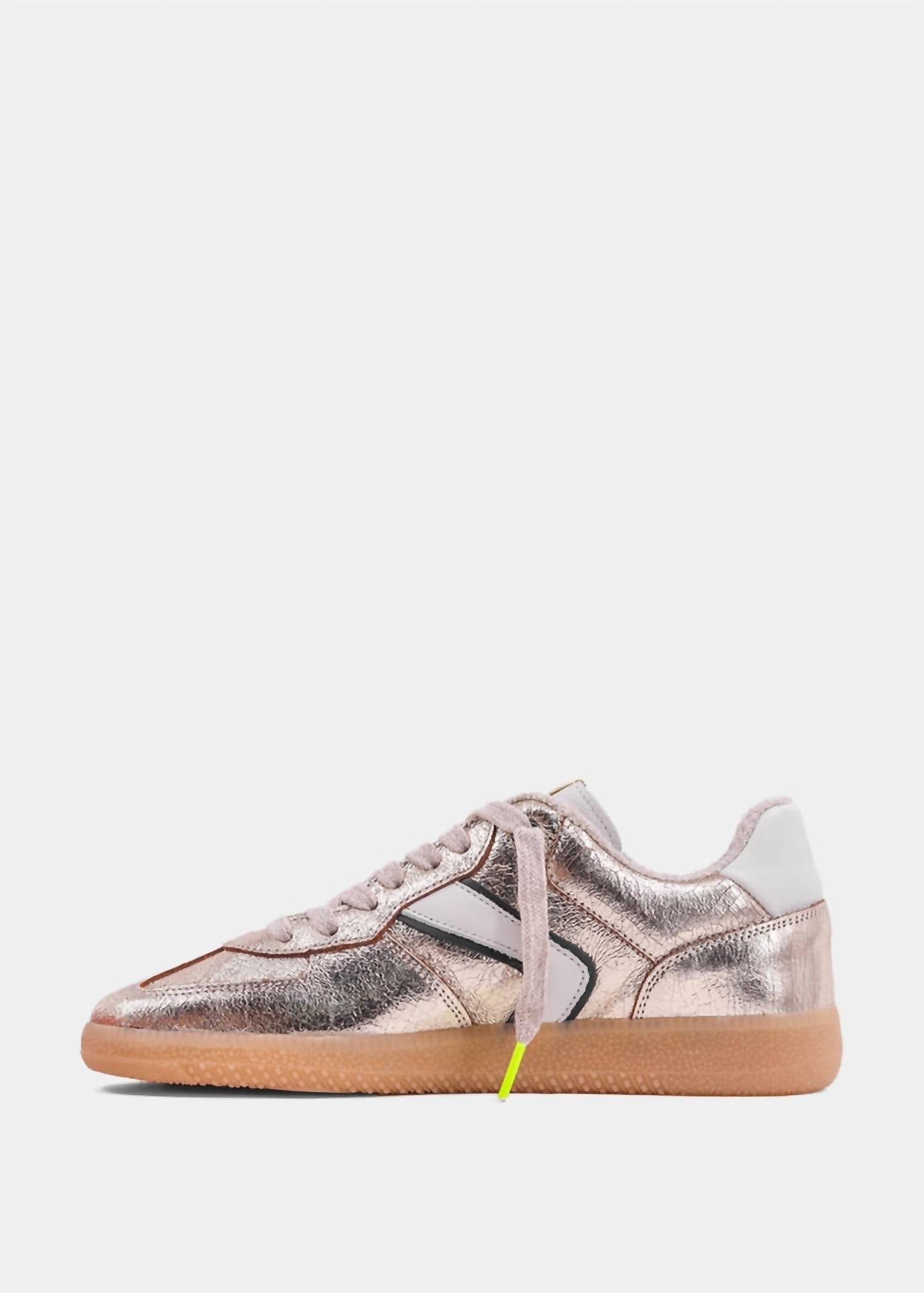 SHU SHOP Women's Silvia Leather Sneaker in gold - women's sneaker - detail view