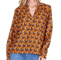 Joy Joy - Placket V Neck Long Sleeve Top
