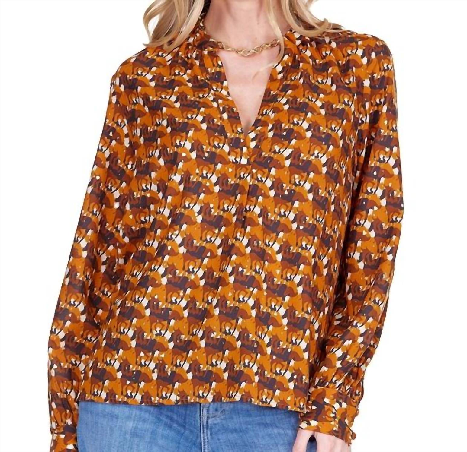 Joy Joy - Placket V Neck Long Sleeve Top