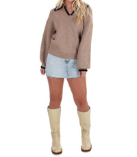 She + Sky - City Stroll V-Neck Sweater
