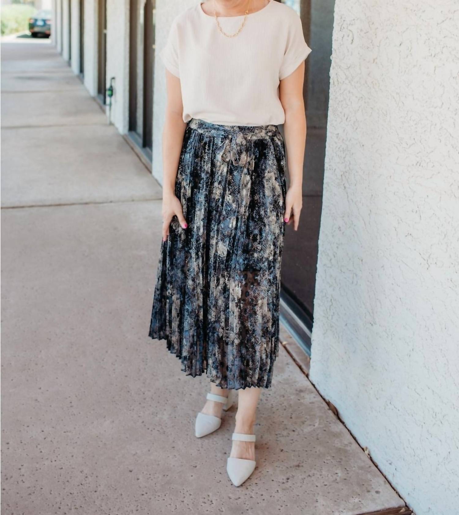 J.O.A. - Moonlight River Pleated Skirt