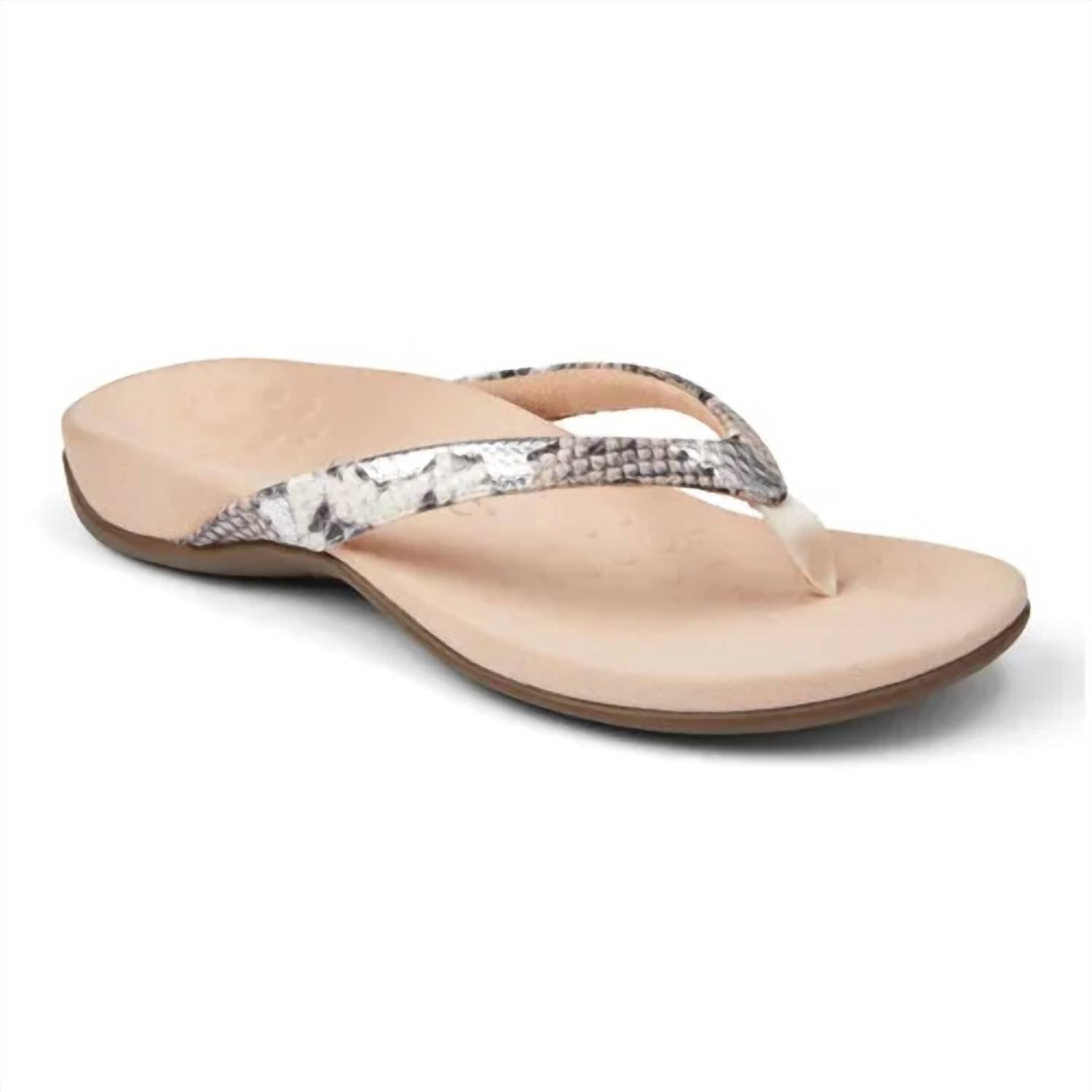 VIONIC WOMEN'S DILLON FLATS in white boa - women's sandal - detail view