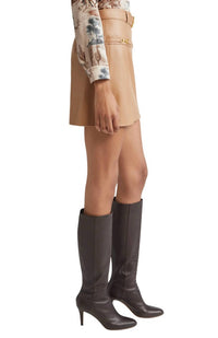 L'Agence - Yvette Belted Faux Leather Mini Skirt