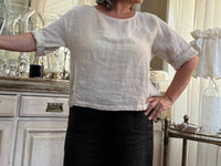 Made In Italy - Serenity button back linen top