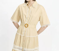 Miss June Paris Women's Betty Dress in beige - women's dress - detail view