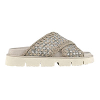 Mou - Women's Criss-cross Bio Denim And Sequins Sandals