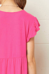 entro Tiered Ruffle Babydoll Top in hot pink - women's shirt - view 5
