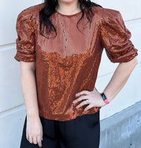 Entro - SEQUIN PUFF SLEEVE TOP