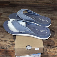 Clarks Women's Glide Post Sandals in denim blue - women's sandal - detail view