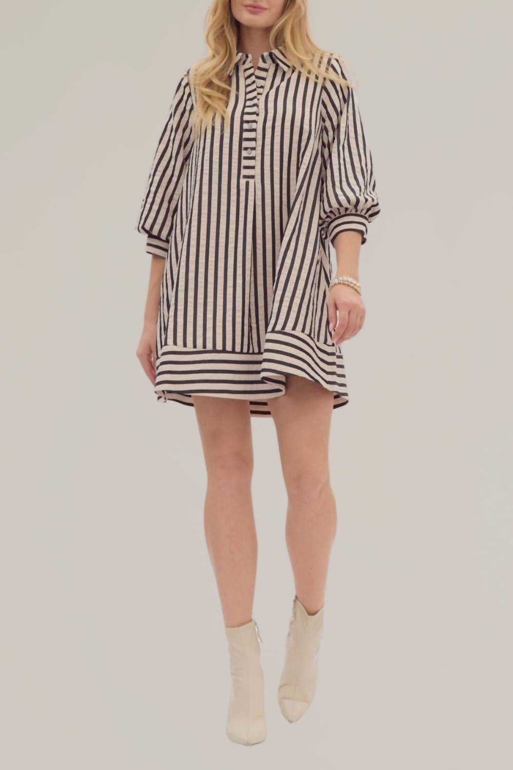Entro - Striped Seersucker Mini Dress