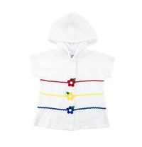 Florence Eiseman Girls' Hooded Cover Up With Flowers in white - women's swimwear