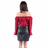 Scully Lamb Studded Leather Skirt in black - women's skirt - detail view