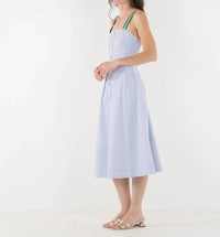 Emily McCarthy Constance Midi Dress in grapemist stripe - women's dress - detail view