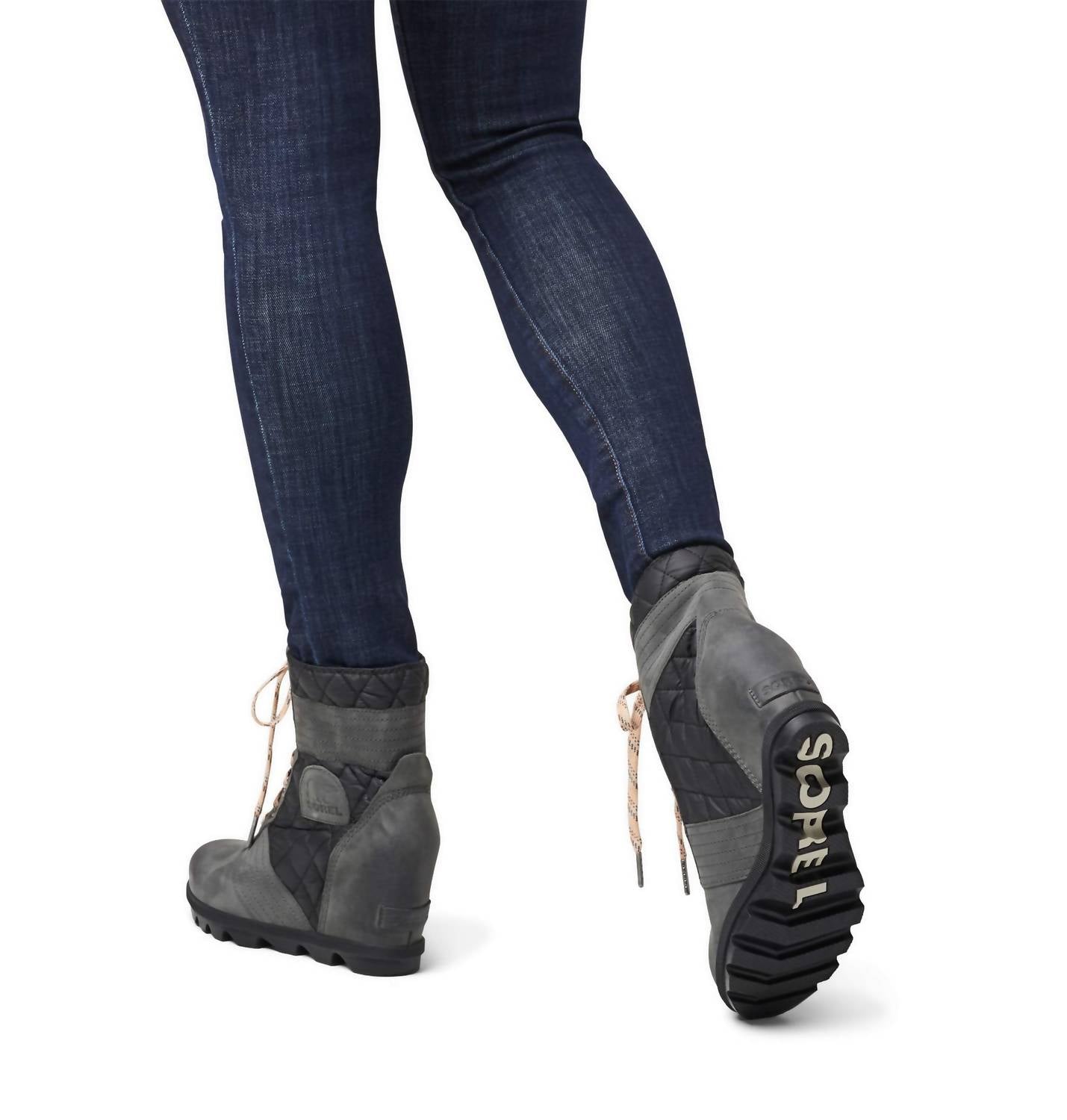 SOREL Women's Lexie Wedge Booties in dark slate - women's shoe - detail view
