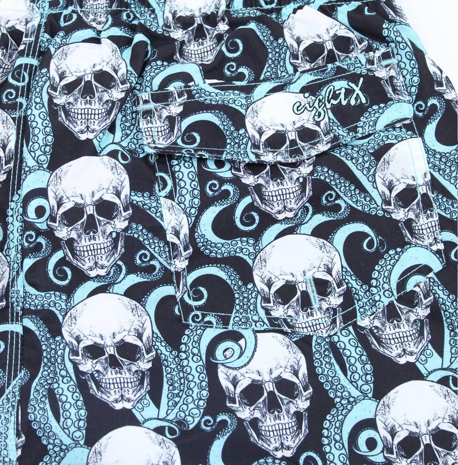 Eight X - Kraken Skulls Print Swim Trunks