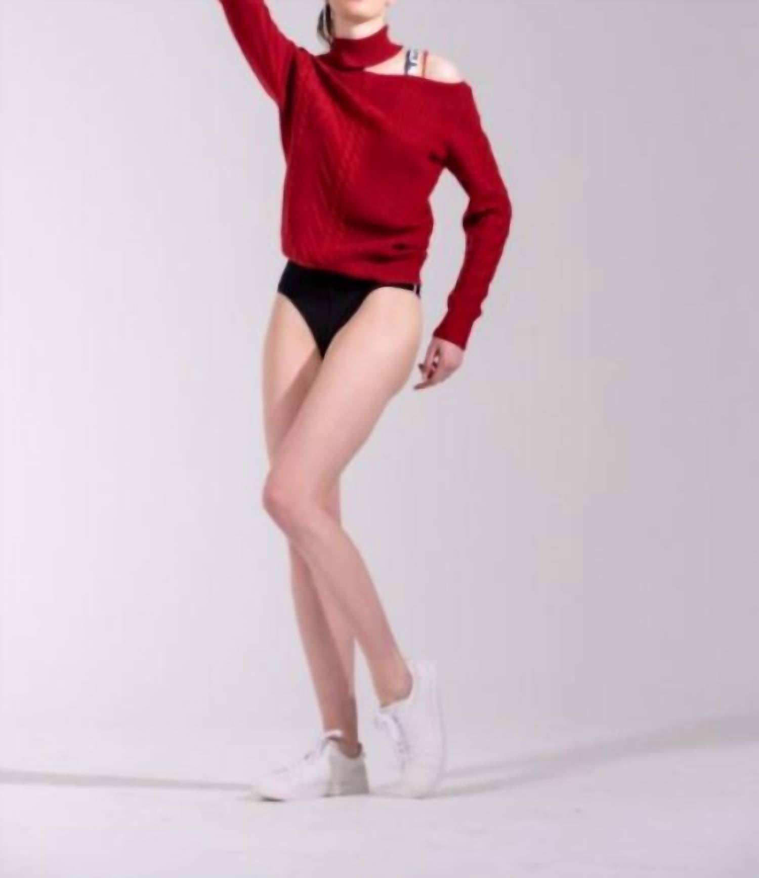 The Athletic Side Of Us - Victorian Cut-out Shoulder Sweater – Ribbed Knit