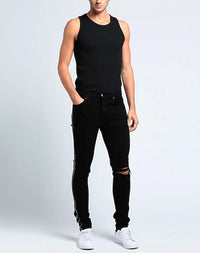 Amiri Crystal Track Denim Jeans in black od - men's jeans