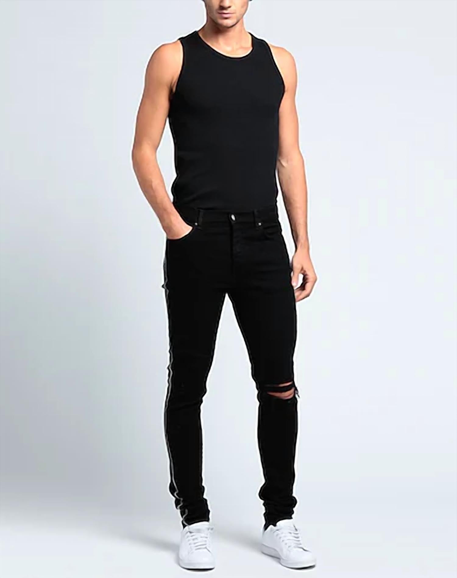Amiri Crystal Track Denim Jeans in black od - men's jeans