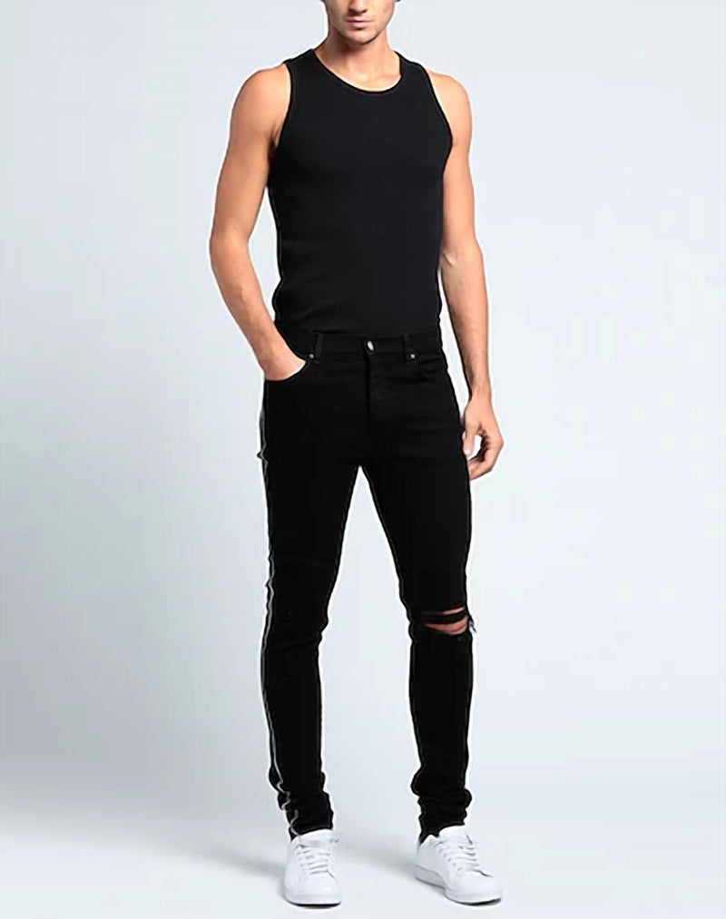 Amiri Crystal Track Denim Jeans in black od - men's jeans