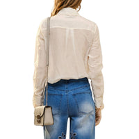 Blue B - Ruffle Pleated Pearl Button Blouse