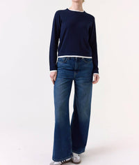 Wispr Double Contrast Trim Crewneck Jumper in black - women's sweater