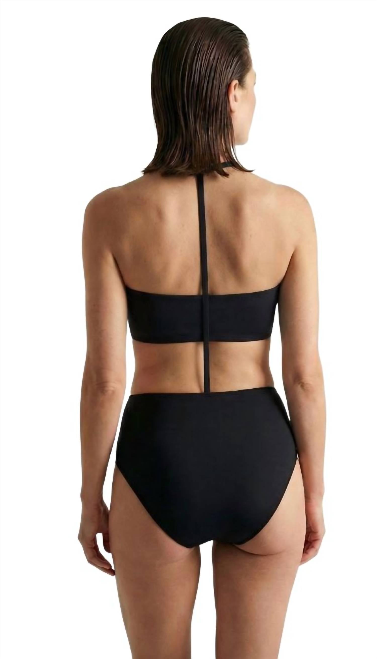 Voglia Swimwear Margaret High Rise Bikini Bottoms in black - women's swimwear - detail view