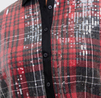 Foxcroft - Marina Sequined Long Sleeve Short Shirt
