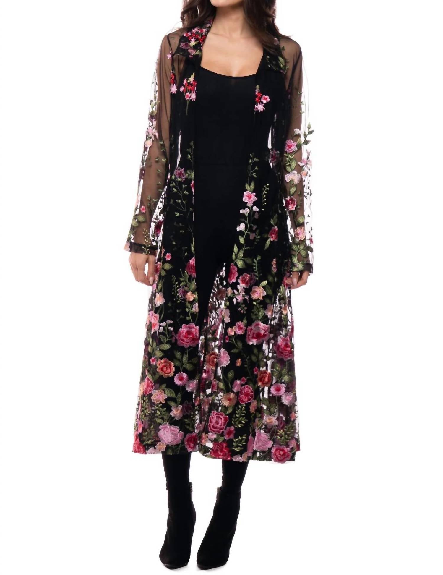 Adore - Embroidered Mesh Duster Jacket