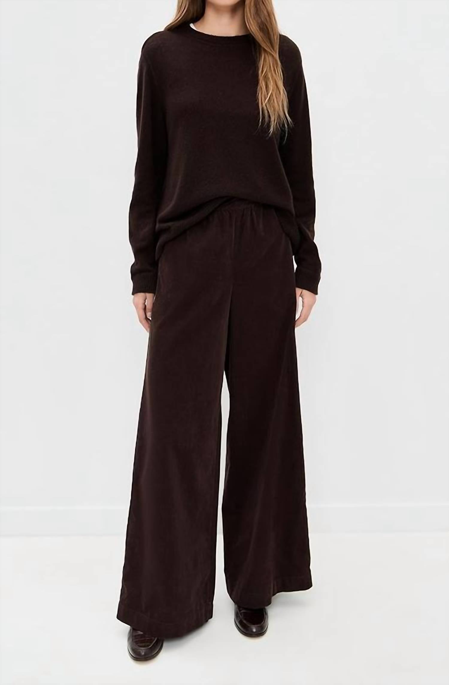 Atm - Corduroy Wide Leg Pull On Pant