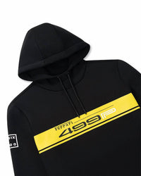 8Six 400 Unisex - Ferrari Pullover Hoodie in black with yellow stripe - men's shirt - alternate view