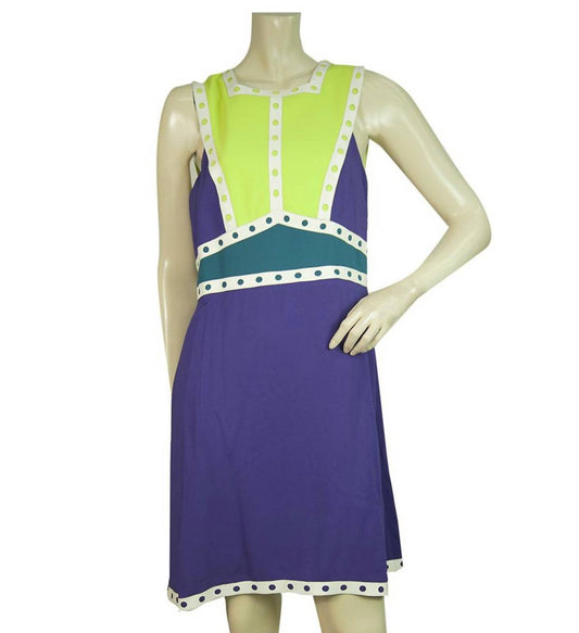 M Missoni - Mini Skater Dress with Leather Trim