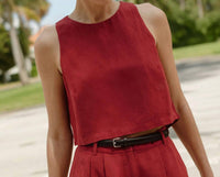 FRENCH CONNECTION Birdie Linen Shell Top in brick red 1 - women's shirt - view 4