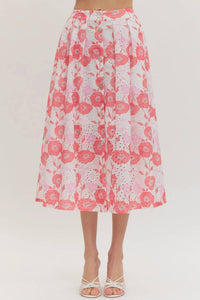 Entro - Button Detailed Floral Midi Skirt