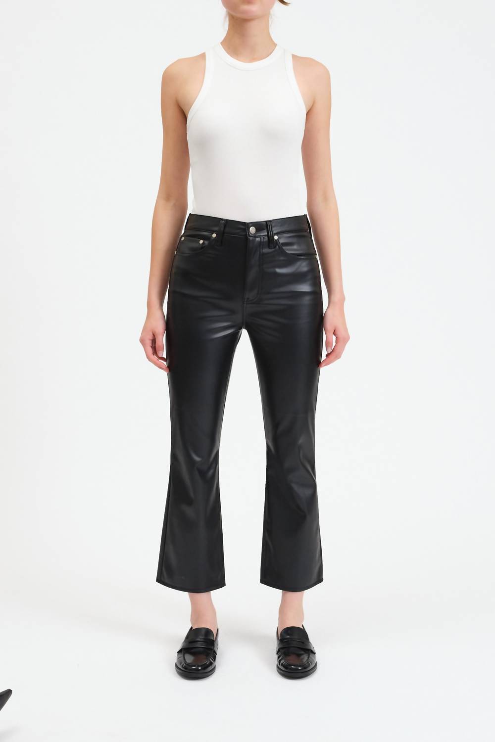 Daze - Shy Girl Crop Flare Vegan Leather Pant