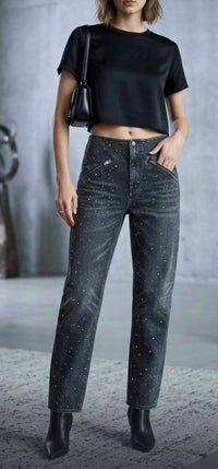 Alexander Wang - Moto Pant All Over Clear Bead Jeans