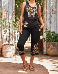 PAPARAZZI Viscose Embroidered Crop Pant in black - women's pants - view 4
