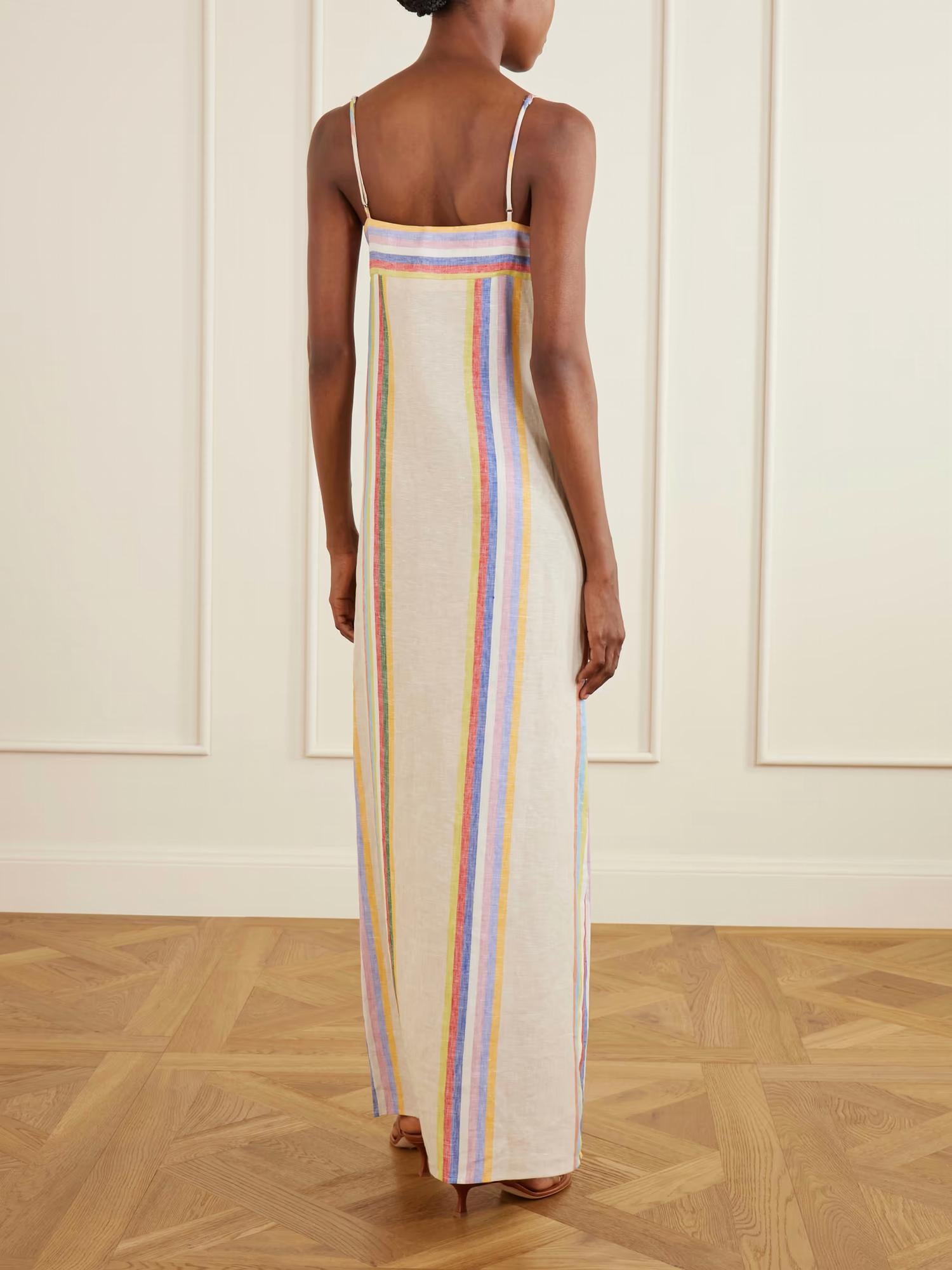 Staud - Laura Striped Linen Maxi Dress