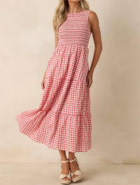 Thml - Picnic Promises Gingham Eyelet Cotton Midi Dress