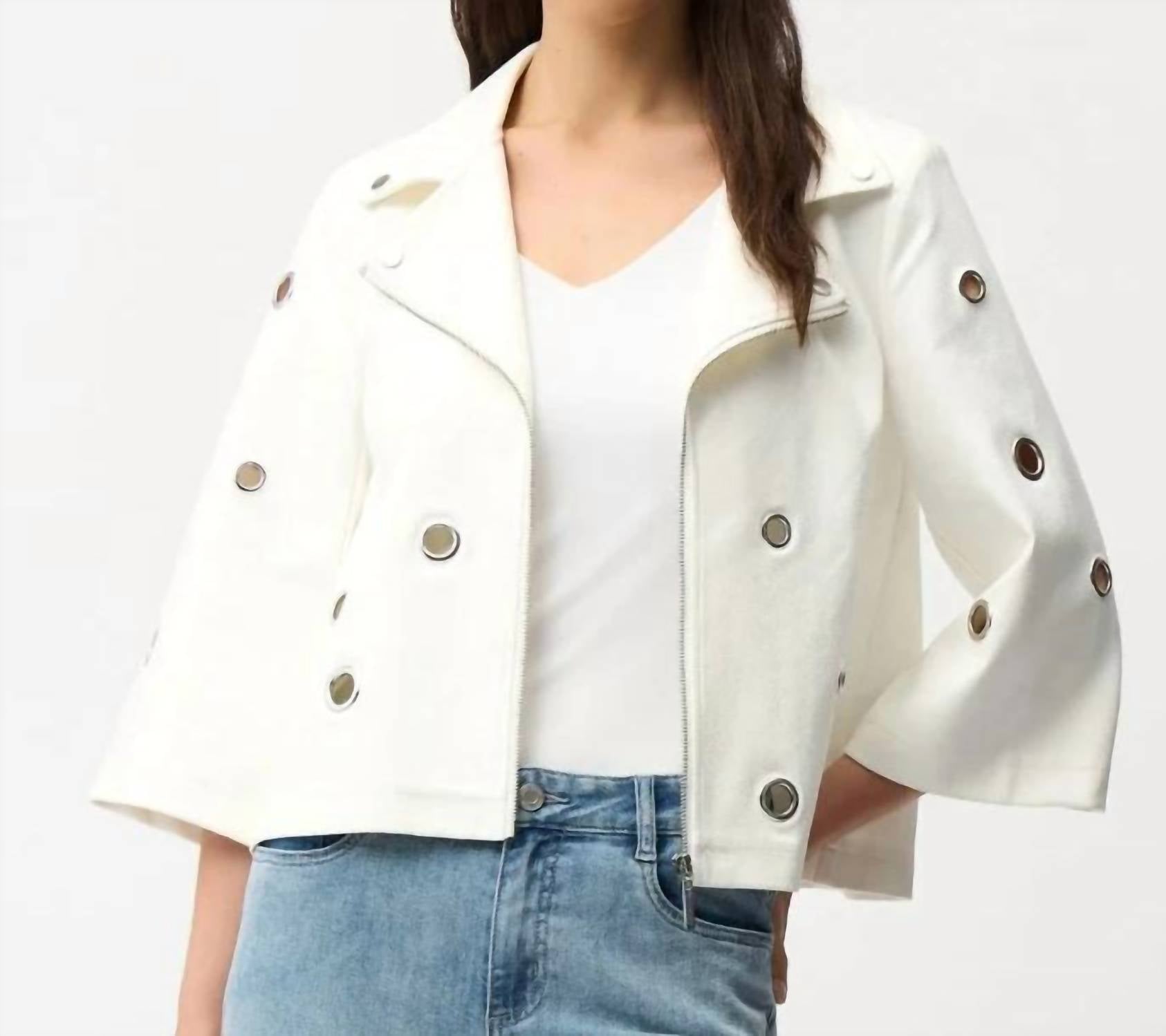 Joseph Ribkoff - Faux Suede Grommet Jacket