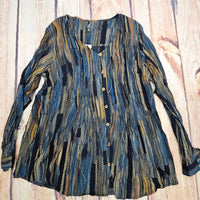 Ethyl Women's Celine Print Blouse in navy gold - women's blouse